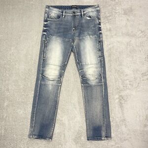 Southpole Denim Jeans Moto Style‎ Washed Blue Men's Size 32x32